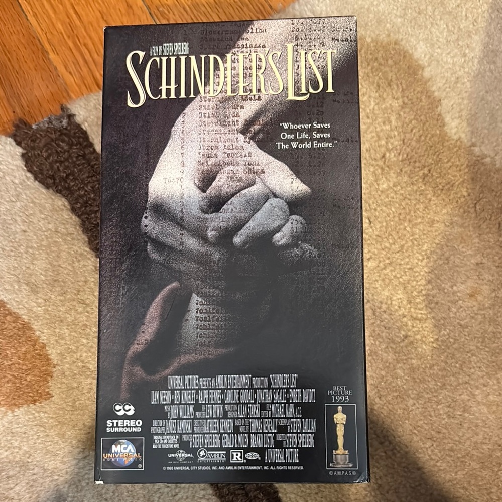Schindler's List VHS Tape